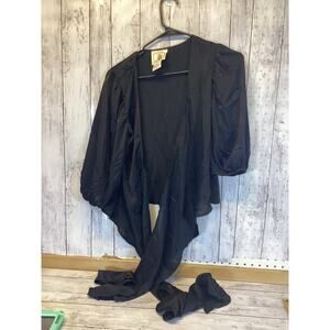 Muche Muchette Black Tie-Front Top One Size – Boho Chic Flowy Style